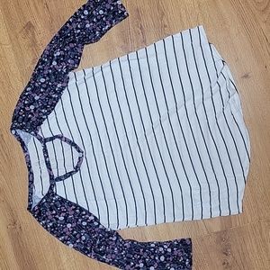 Floral Stripe 3/4 Raglan Top Maurices